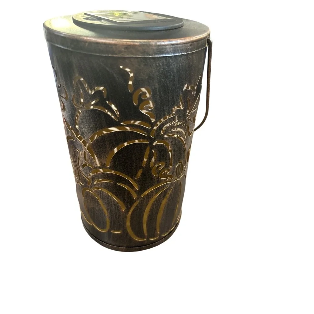 NWT Solar Oil Rubbed Bronze Cut Out Lantern, Pumpkins